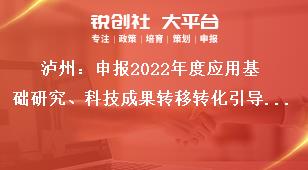 瀘州：申報2022年度應用基礎研究、科技成果轉移轉化引導計劃項目的相關要求獎補政策