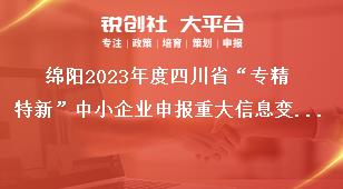 綿陽2023年度四川省“專精特新”中小企業申報重大信息變更獎補政策